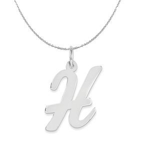 Silver Madison Collection LG Classic Script Initial H Necklace - 16 In